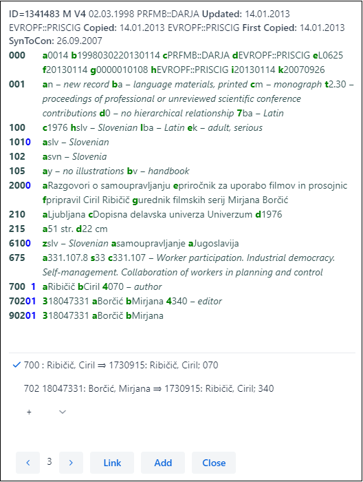 Batch-linking of 7XX fields