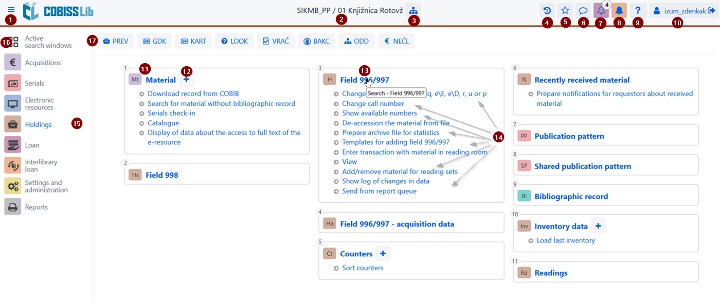COBISS Lib Main Window COBISS Lib Main Window