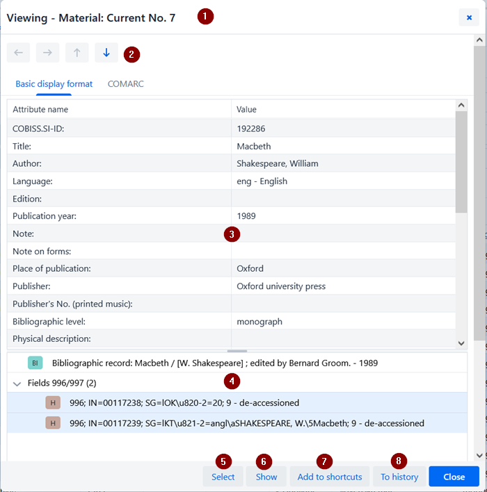 Selected record viewer Selected record viewer