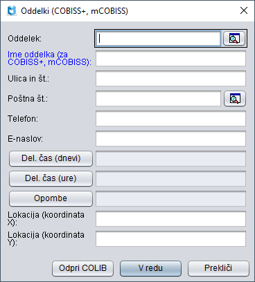 Urejevalnik Oddelki (COBISS+, mCOBISS)