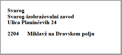 Primer nalepke z naslovom partnerja