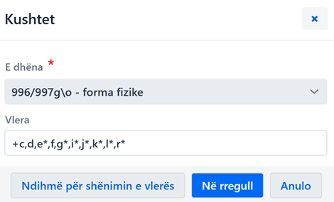 Vendosja e kushteve