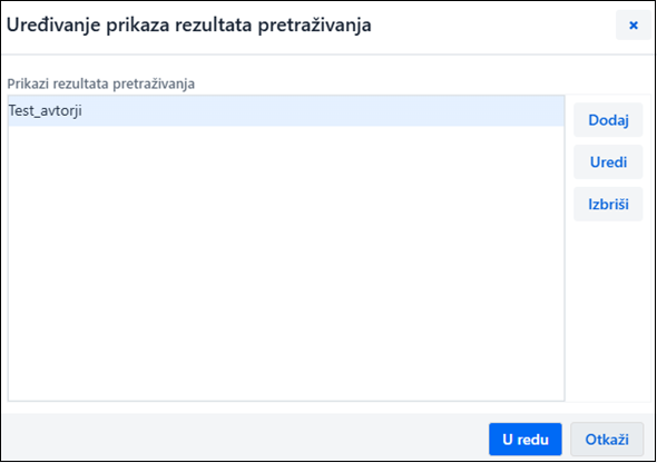 Uređivanje prikaza rezultata pretraživanja