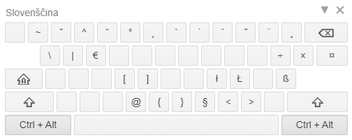 Raspored znakova na tastaturi na ekranu uz korišćenje tastera <Ctrl>+<Alt>