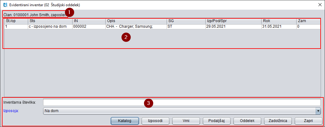 Prozor Evidentirani inventar Prozor Evidentirani inventar