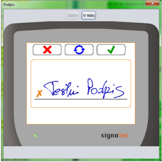 Podpisna tablica - okno Podpis Tabla za potpisivanje - prozor Potpis
